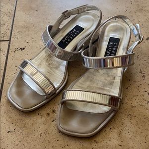Stuart Weitzman mirrored leather sandals 6.5